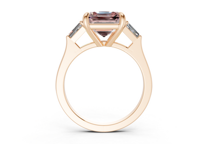 Isla Pink Diamond Three Stone Asscher Cut 1.8mm Engagement Ring