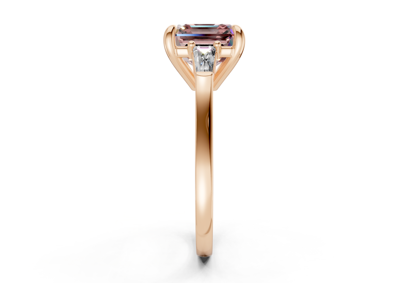 Isla Pink Diamond Three Stone Asscher Cut 1.8mm Engagement Ring