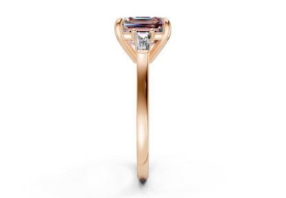 Isla Pink Diamond Three Stone Asscher Cut 1.8mm Engagement Ring