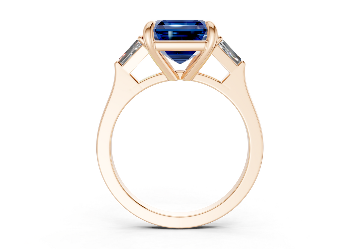 Isla Sapphire Gemstone Three Stone Asscher Cut 1.8mm Engagement Ring