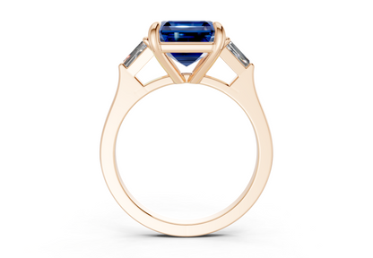 Isla Sapphire Gemstone Three Stone Asscher Cut 1.8mm Engagement Ring