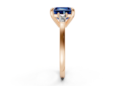 Isla Sapphire Gemstone Three Stone Asscher Cut 1.8mm Engagement Ring