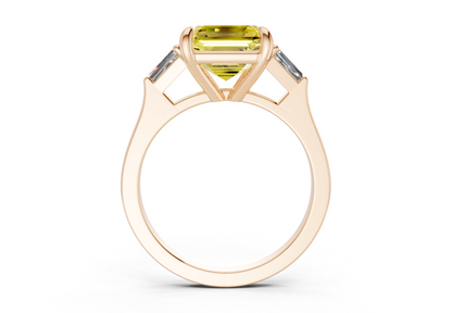 Isla Yellow Diamond Three Stone Asscher Cut 1.8mm Engagement Ring