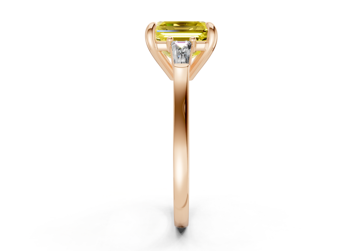 Isla Yellow Diamond Three Stone Asscher Cut 1.8mm Engagement Ring