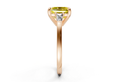 Isla Yellow Diamond Three Stone Asscher Cut 1.8mm Engagement Ring