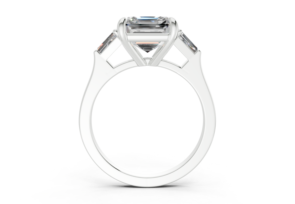 Isla Diamond Three Stone Asscher Cut 1.8mm Engagement Ring