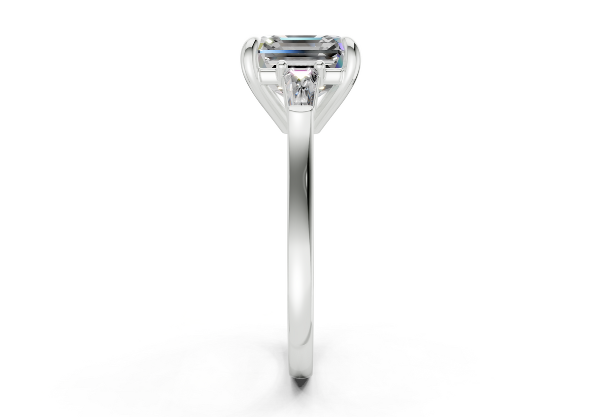 Isla Diamond Three Stone Asscher Cut 1.8mm Engagement Ring