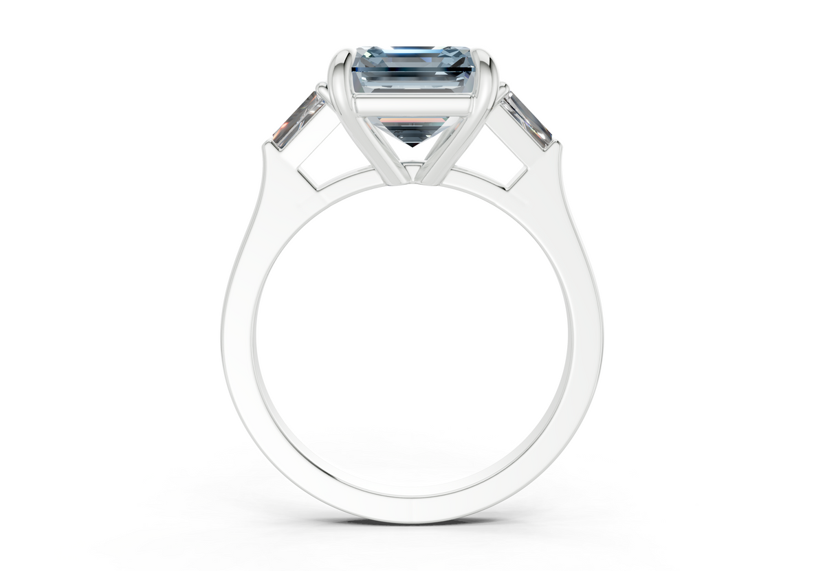 Isla Blue Diamond Three Stone Asscher Cut 1.8mm Engagement Ring