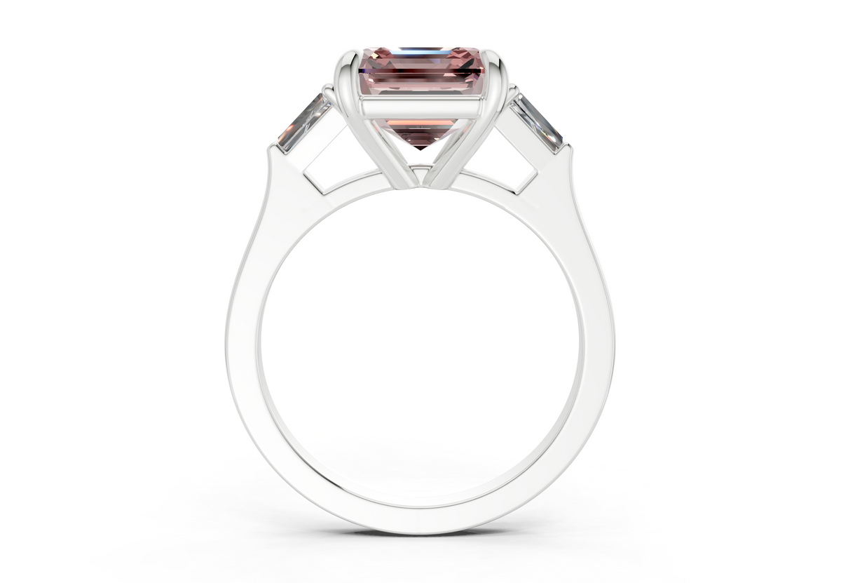 Isla Pink Diamond Three Stone Asscher Cut 1.8mm Engagement Ring