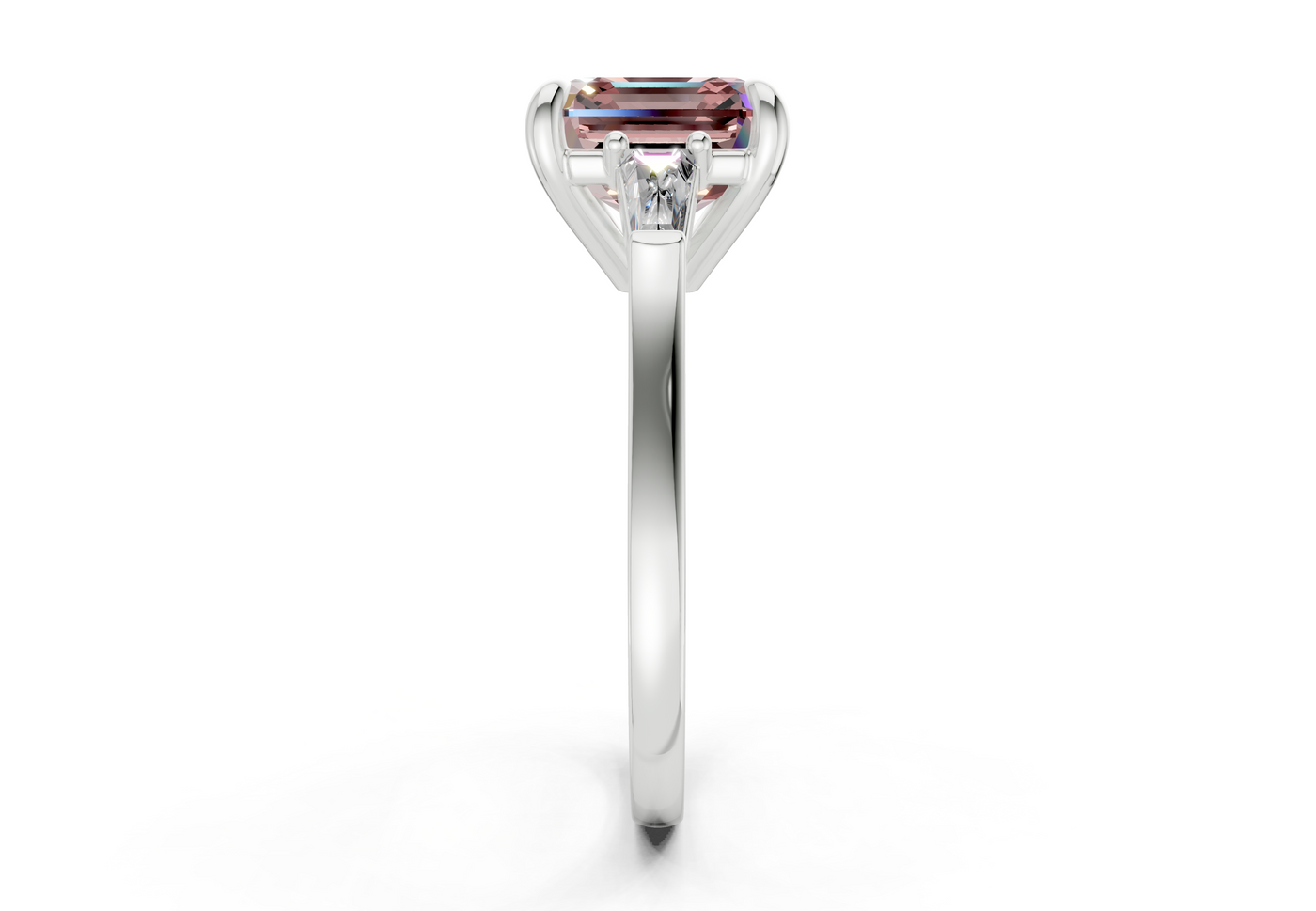 Isla Pink Diamond Three Stone Asscher Cut 1.8mm Engagement Ring