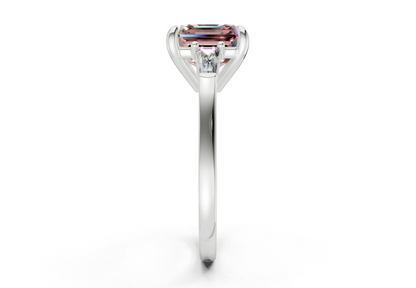 Isla Pink Diamond Three Stone Asscher Cut 1.8mm Engagement Ring
