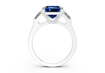 Isla Sapphire Gemstone Three Stone Asscher Cut 1.8mm Engagement Ring