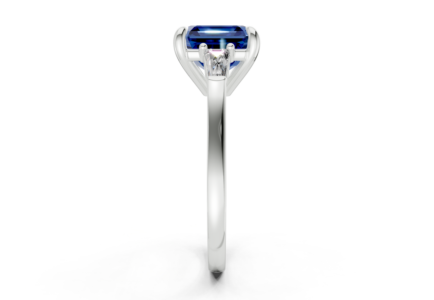 Isla Sapphire Gemstone Three Stone Asscher Cut 1.8mm Engagement Ring