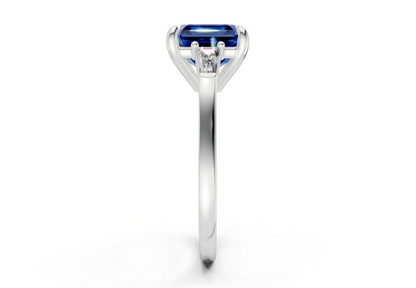 Isla Sapphire Gemstone Three Stone Asscher Cut 1.8mm Engagement Ring