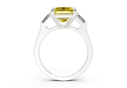 Isla Yellow Diamond Three Stone Asscher Cut 1.8mm Engagement Ring