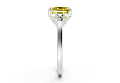 Isla Yellow Diamond Three Stone Asscher Cut 1.8mm Engagement Ring