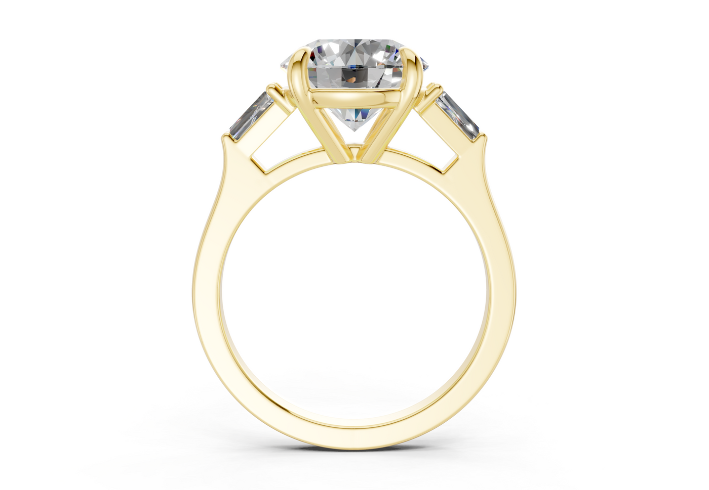 Isla Diamond Three Stone Round Cut 1.8mm Engagement Ring