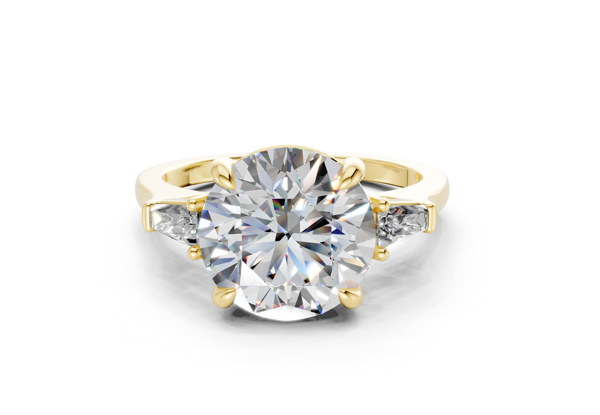 Isla Diamond Three Stone Round Cut 1.8mm Engagement Ring