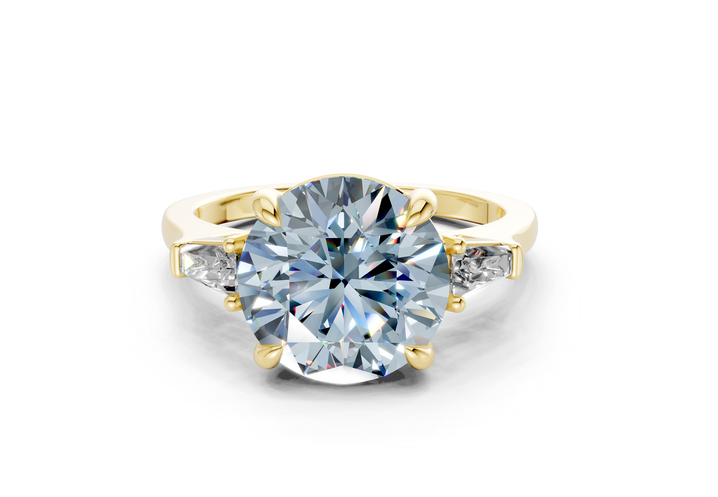 Isla Blue Diamond Three Stone Round Cut 1.8mm Engagement Ring