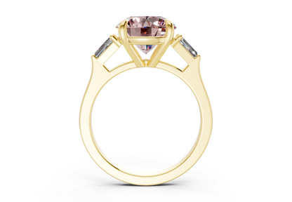 Isla Pink Diamond Three Stone Round Cut 1.8mm Engagement Ring