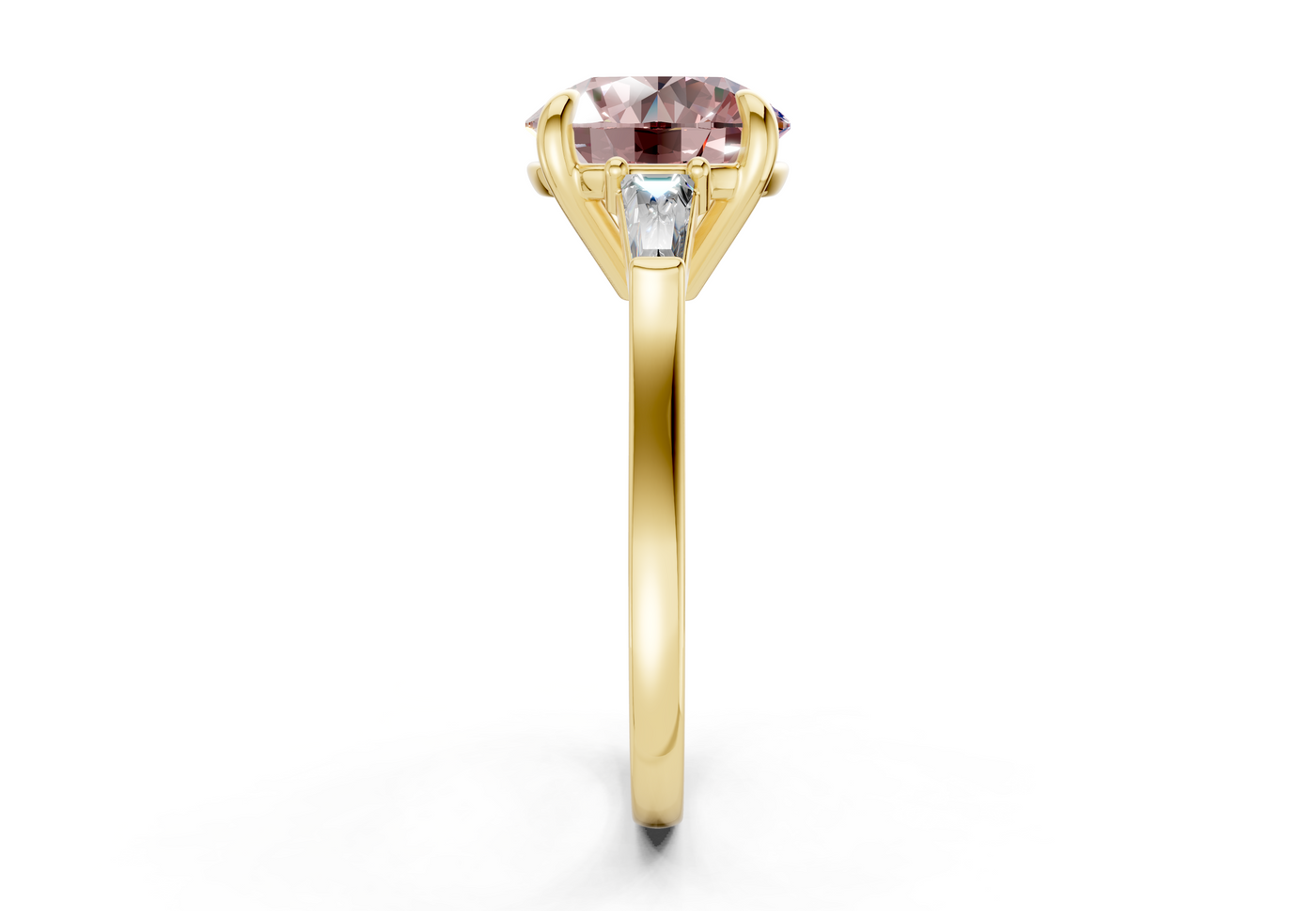 Isla Pink Diamond Three Stone Round Cut 1.8mm Engagement Ring