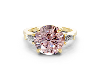 Isla Pink Diamond Three Stone Round Cut 1.8mm Engagement Ring