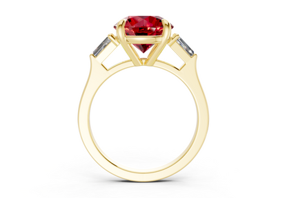 Isla Ruby Gemstone Three Stone Round Cut 1.8mm Engagement Ring