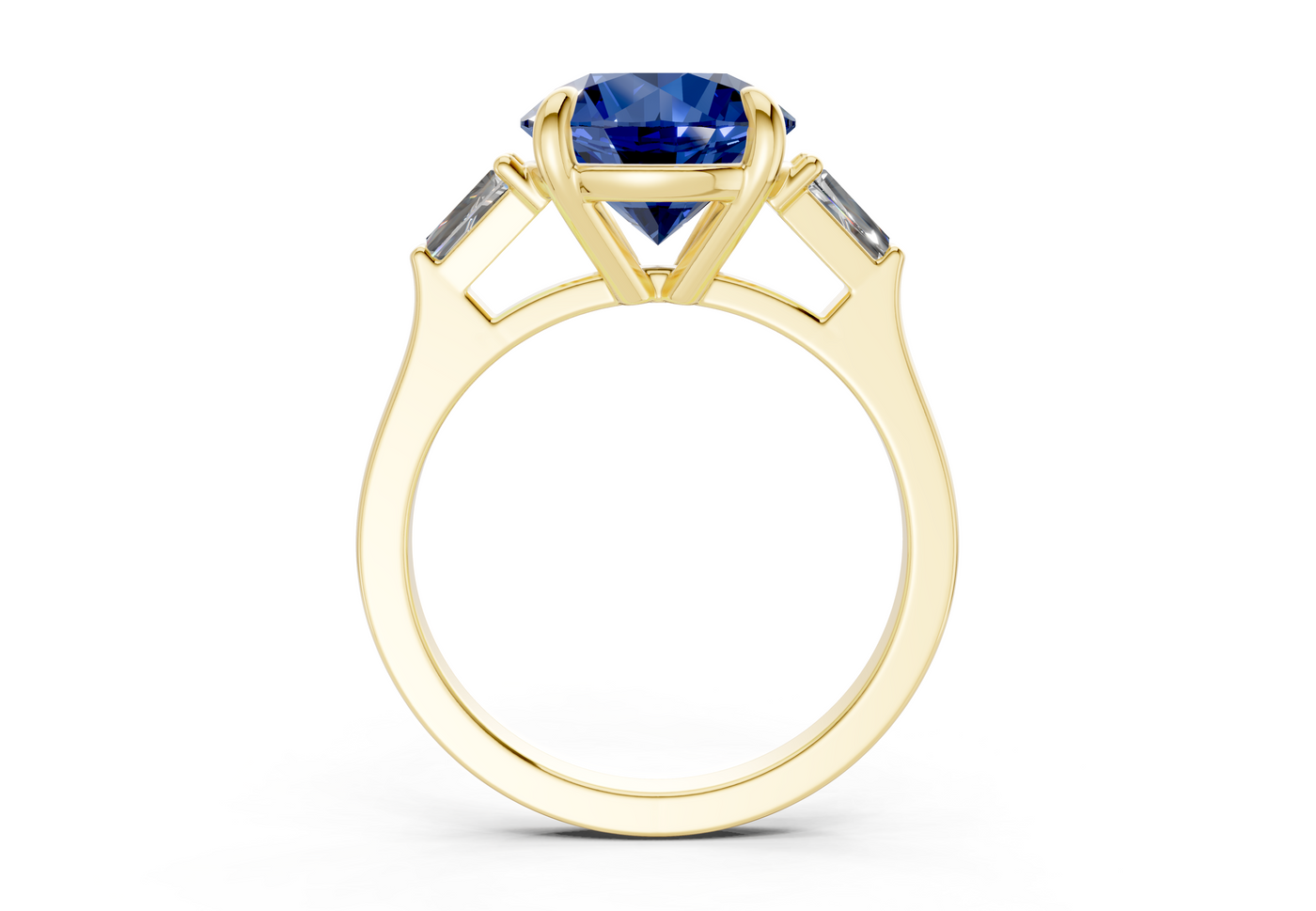 Isla Sapphire Gemstone Three Stone Round Cut 1.8mm Engagement Ring