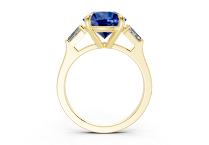 Isla Sapphire Gemstone Three Stone Round Cut 1.8mm Engagement Ring