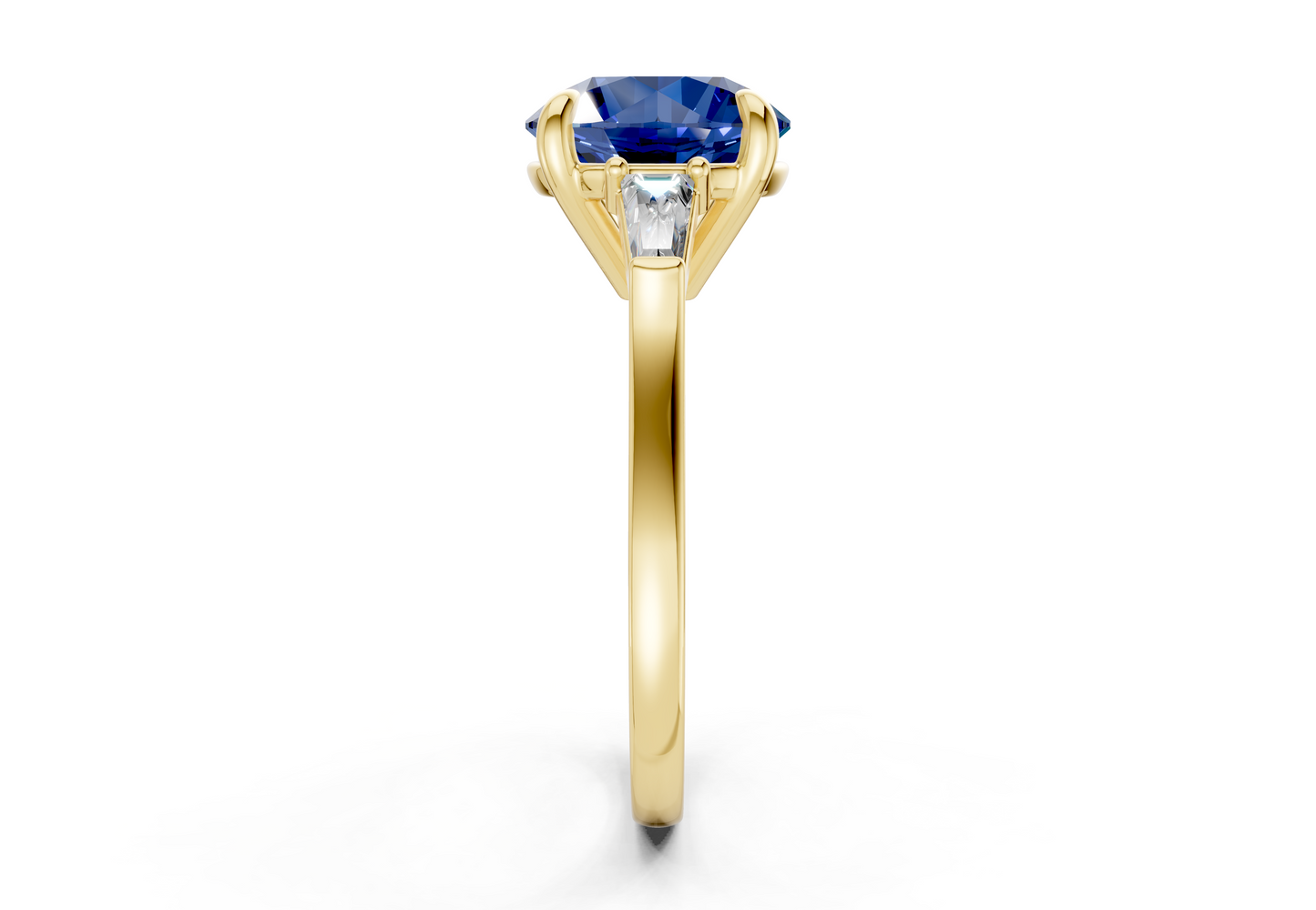 Isla Sapphire Gemstone Three Stone Round Cut 1.8mm Engagement Ring