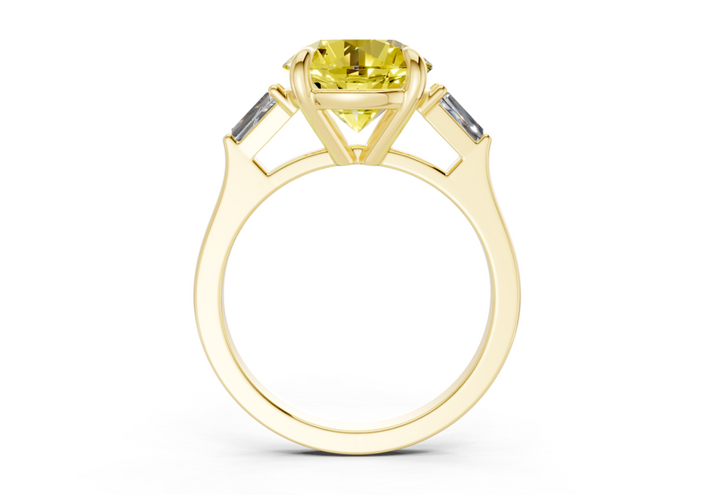 Isla Yellow Diamond Three Stone Round Cut 1.8mm Engagement Ring