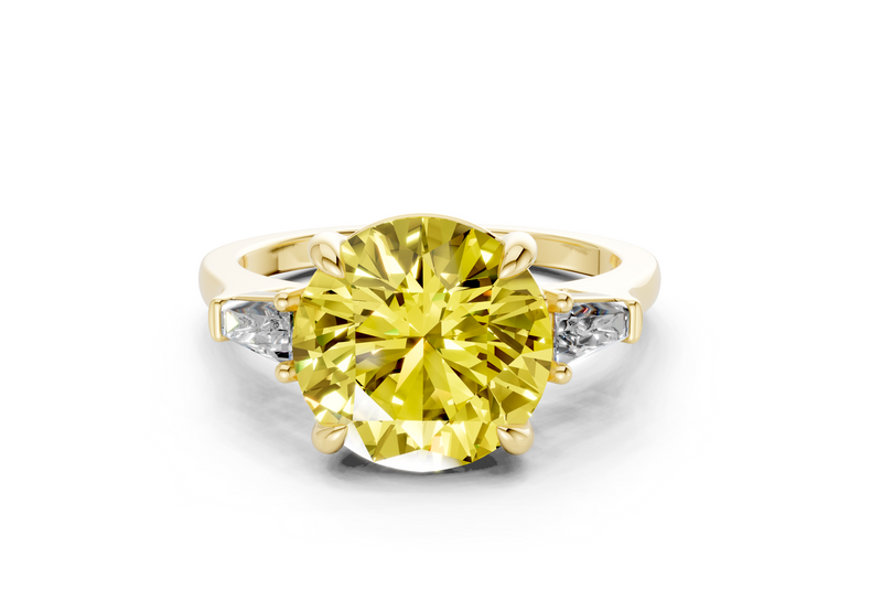 Isla Yellow Diamond Three Stone Round Cut 1.8mm Engagement Ring