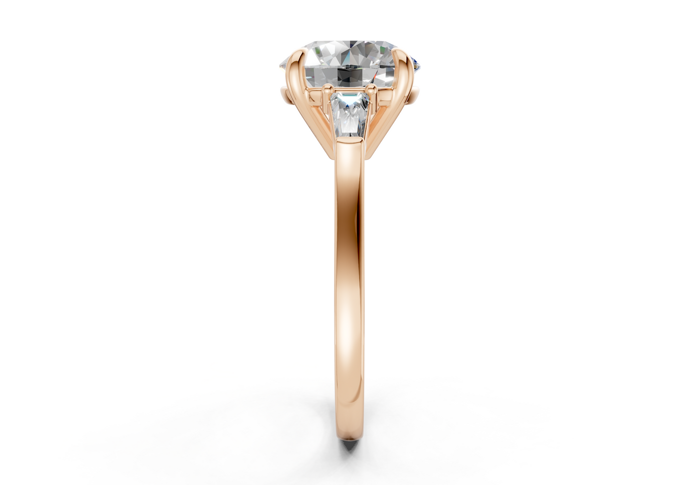 Isla Diamond Three Stone Round Cut 1.8mm Engagement Ring