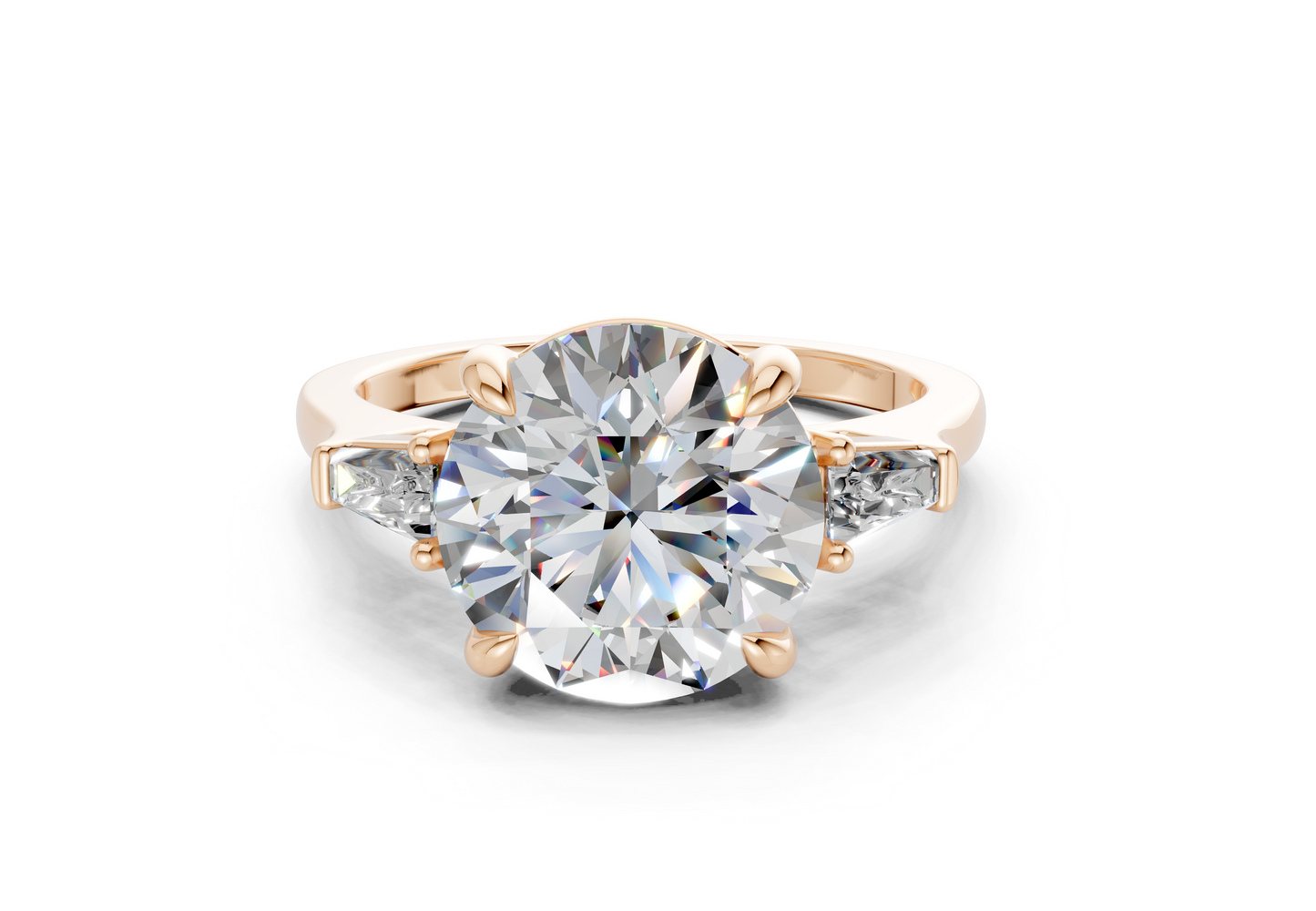 Isla Diamond Three Stone Round Cut 1.8mm Engagement Ring