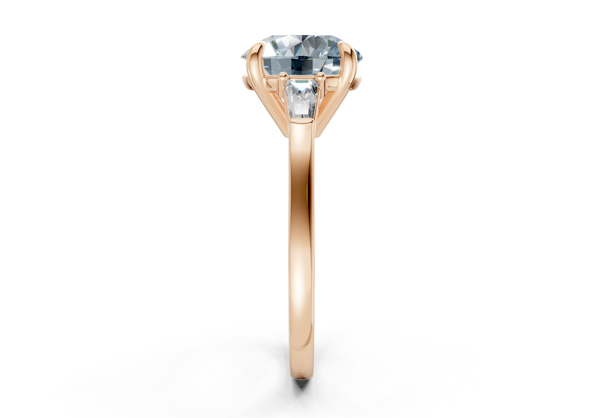 Isla Blue Diamond Three Stone Round Cut 1.8mm Engagement Ring