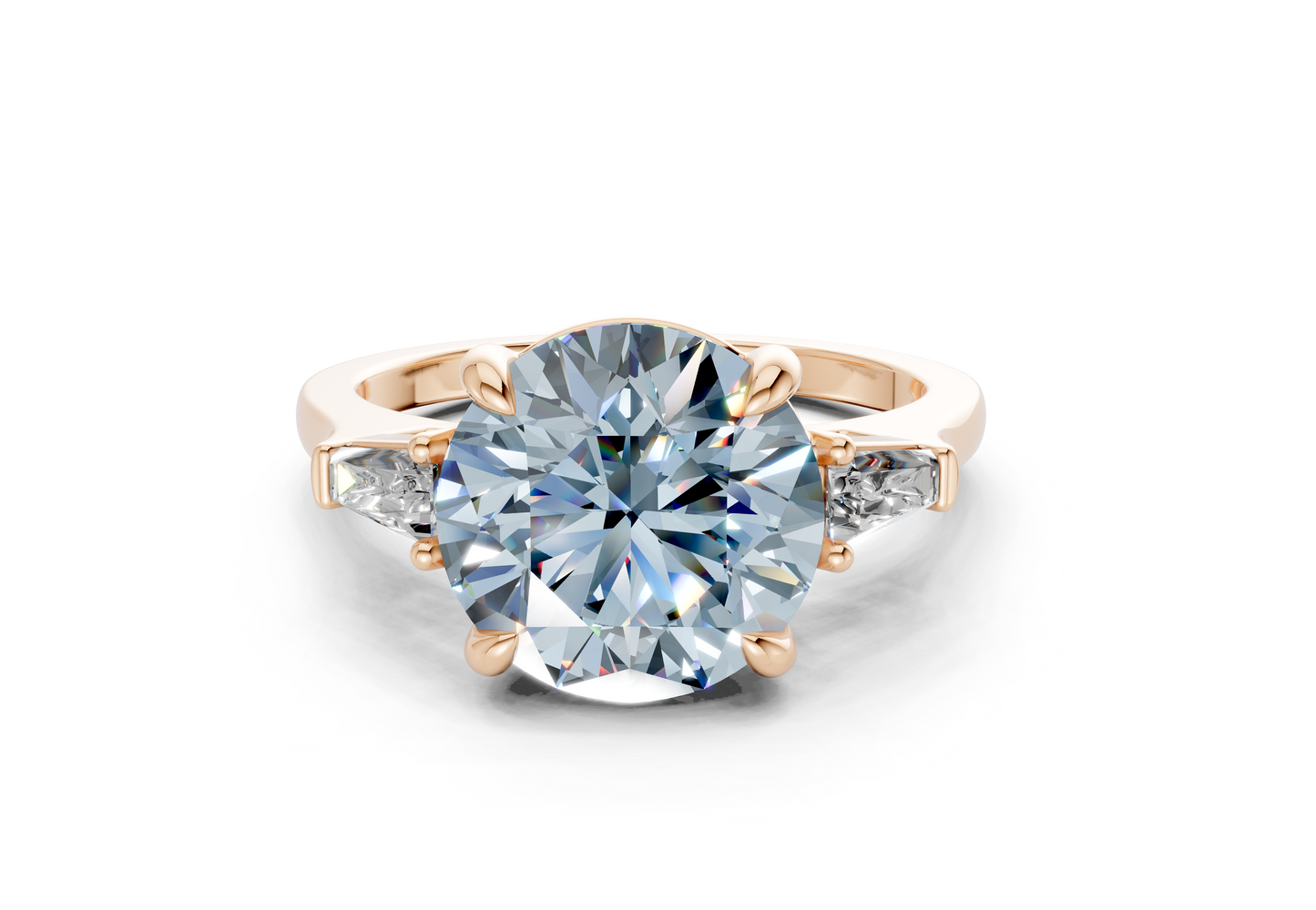 Isla Blue Diamond Three Stone Round Cut 1.8mm Engagement Ring