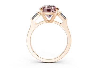 Isla Pink Diamond Three Stone Round Cut 1.8mm Engagement Ring