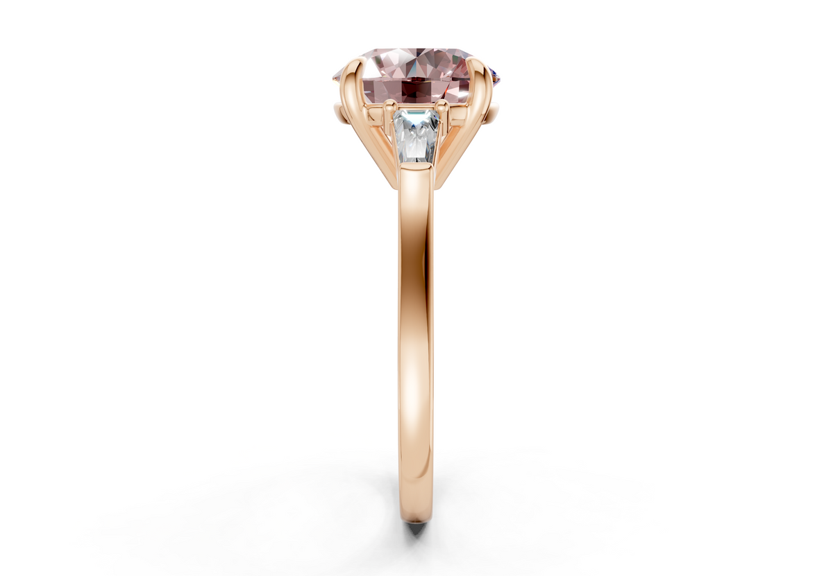 Isla Pink Diamond Three Stone Round Cut 1.8mm Engagement Ring
