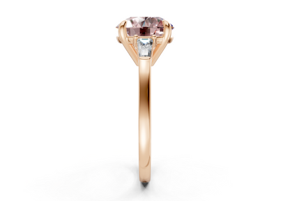 Isla Pink Diamond Three Stone Round Cut 1.8mm Engagement Ring