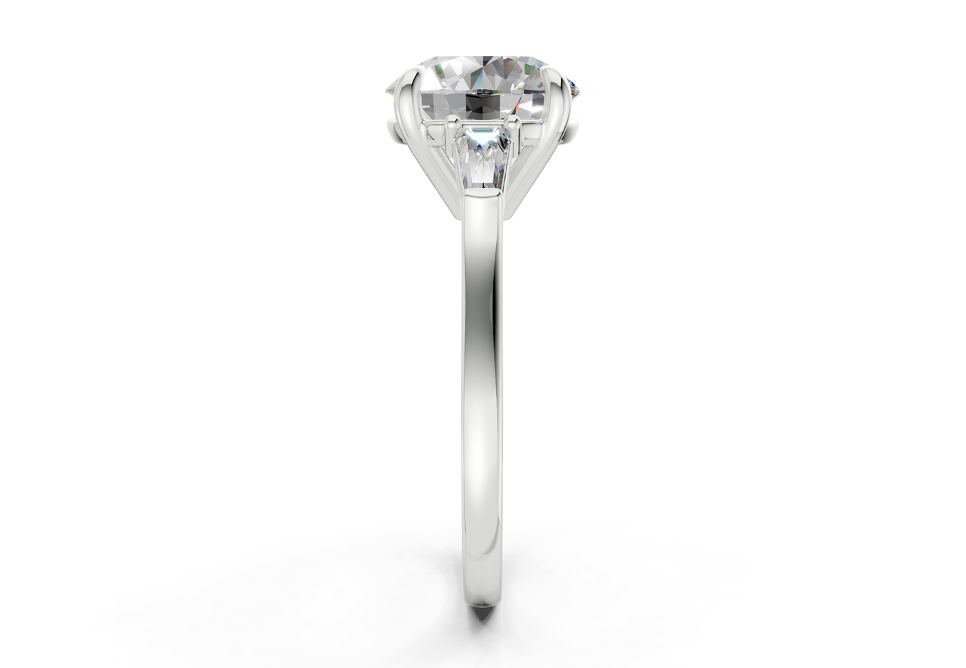 Isla Diamond Three Stone Round Cut 1.8mm Engagement Ring