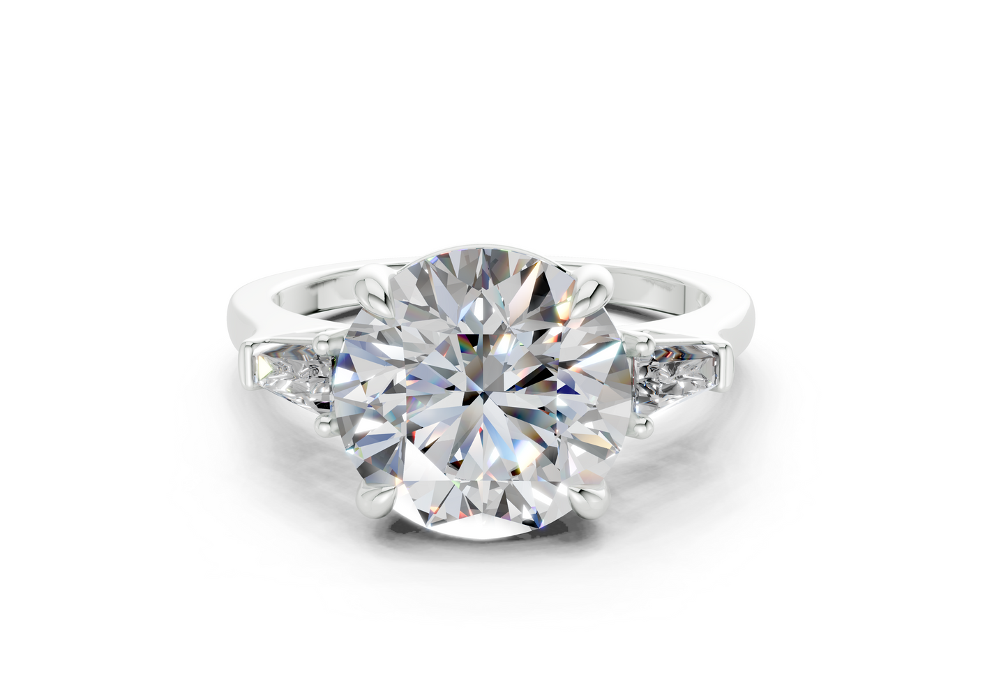 Isla Diamond Three Stone Round Cut 1.8mm Engagement Ring