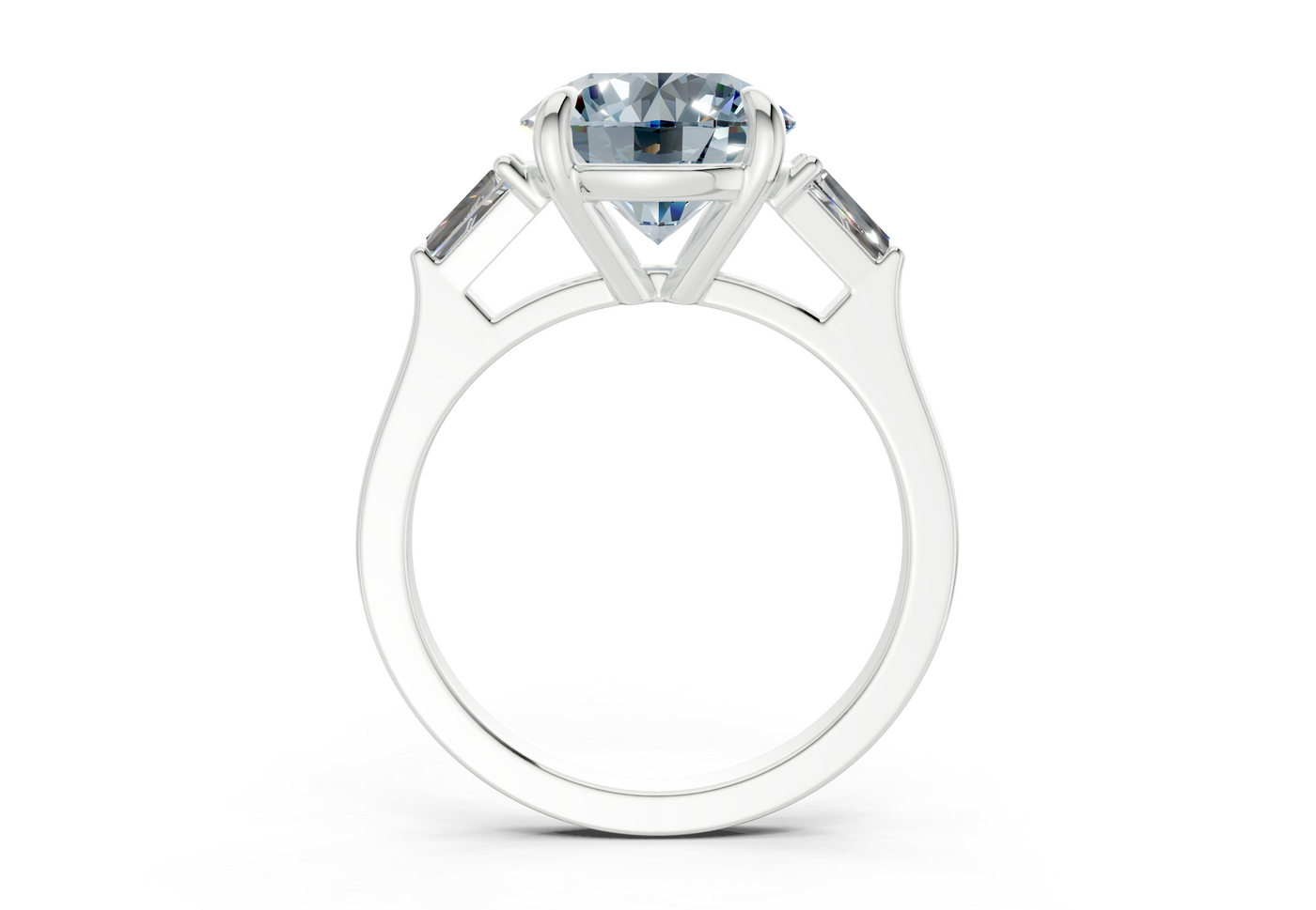 Isla Blue Diamond Three Stone Round Cut 1.8mm Engagement Ring