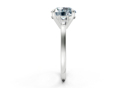 Isla Blue Diamond Three Stone Round Cut 1.8mm Engagement Ring