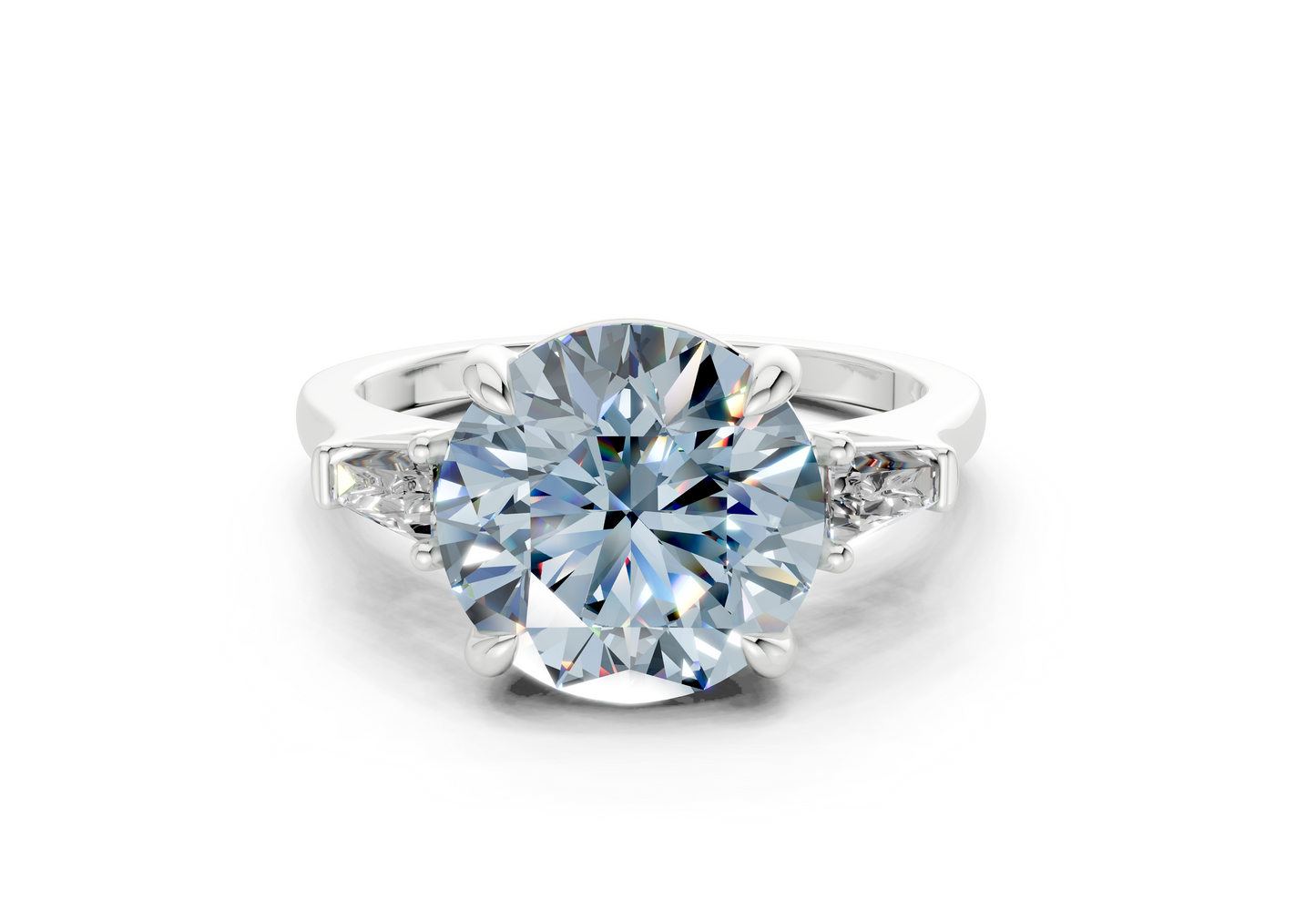 Isla Blue Diamond Three Stone Round Cut 1.8mm Engagement Ring