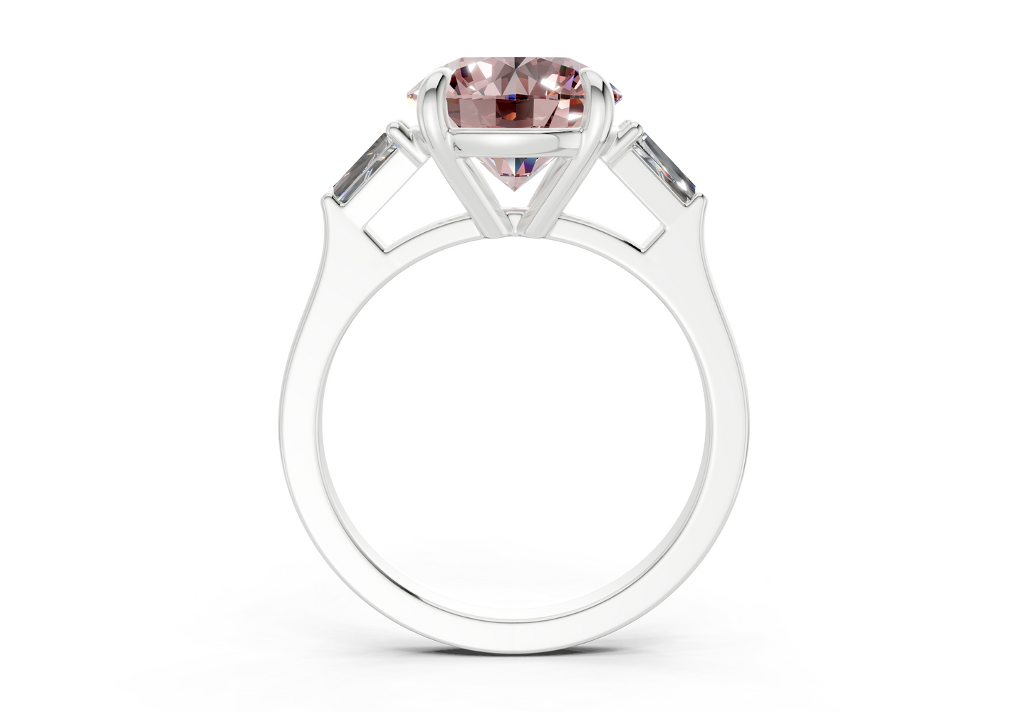 Isla Pink Diamond Three Stone Round Cut 1.8mm Engagement Ring