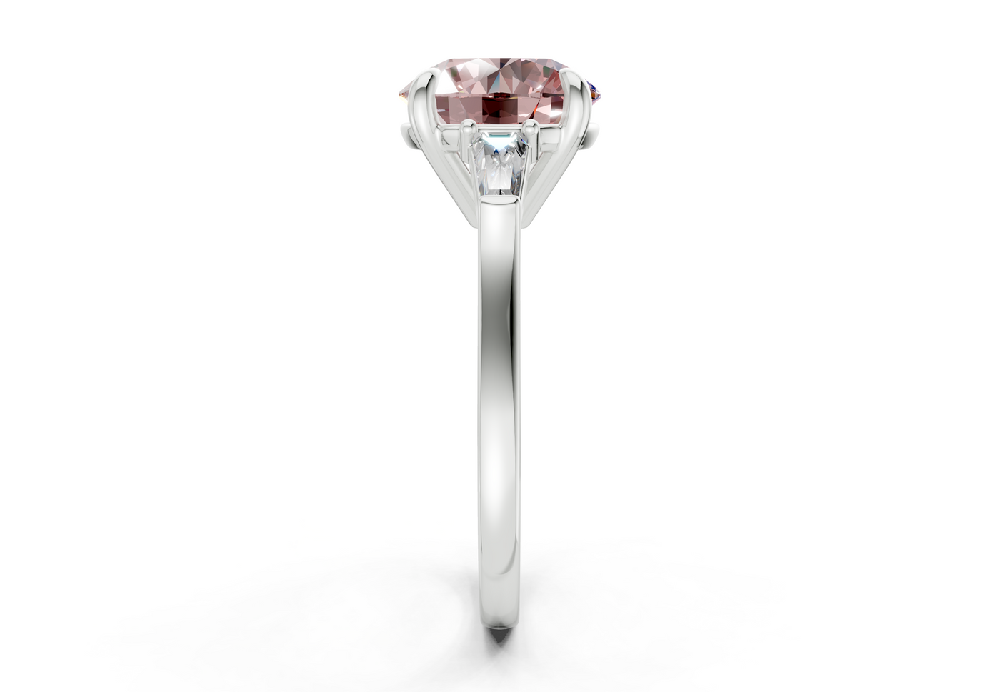 Isla Pink Diamond Three Stone Round Cut 1.8mm Engagement Ring