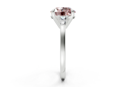 Isla Pink Diamond Three Stone Round Cut 1.8mm Engagement Ring