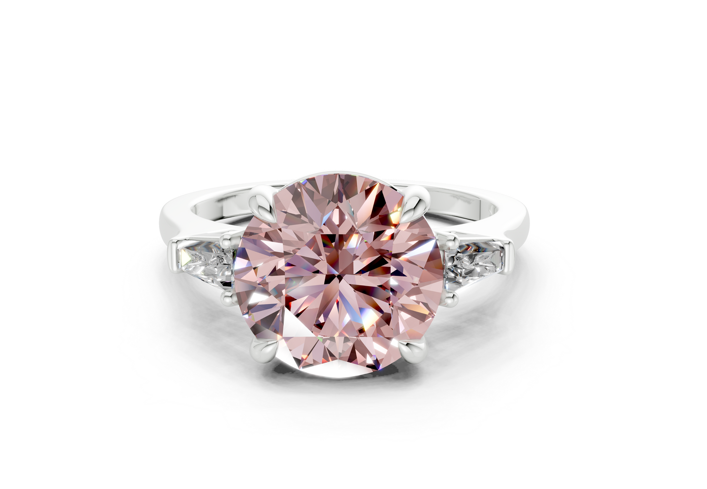 Isla Pink Diamond Three Stone Round Cut 1.8mm Engagement Ring