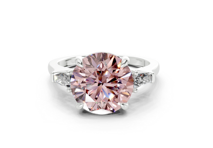 Isla Pink Diamond Three Stone Round Cut 1.8mm Engagement Ring