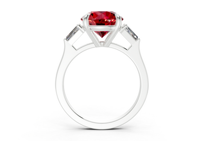 Isla Ruby Gemstone Three Stone Round Cut 1.8mm Engagement Ring